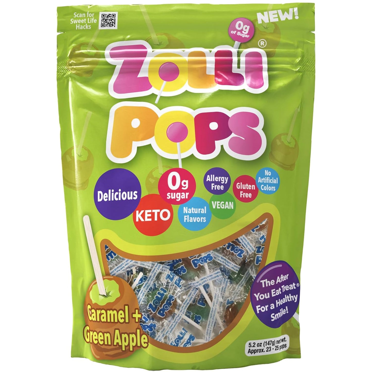 Zollipops Keto and Diabetic Friendly Lollipops – 25-Calorie Sugar-Free Treat for Home Office and On-the-Go Snacking