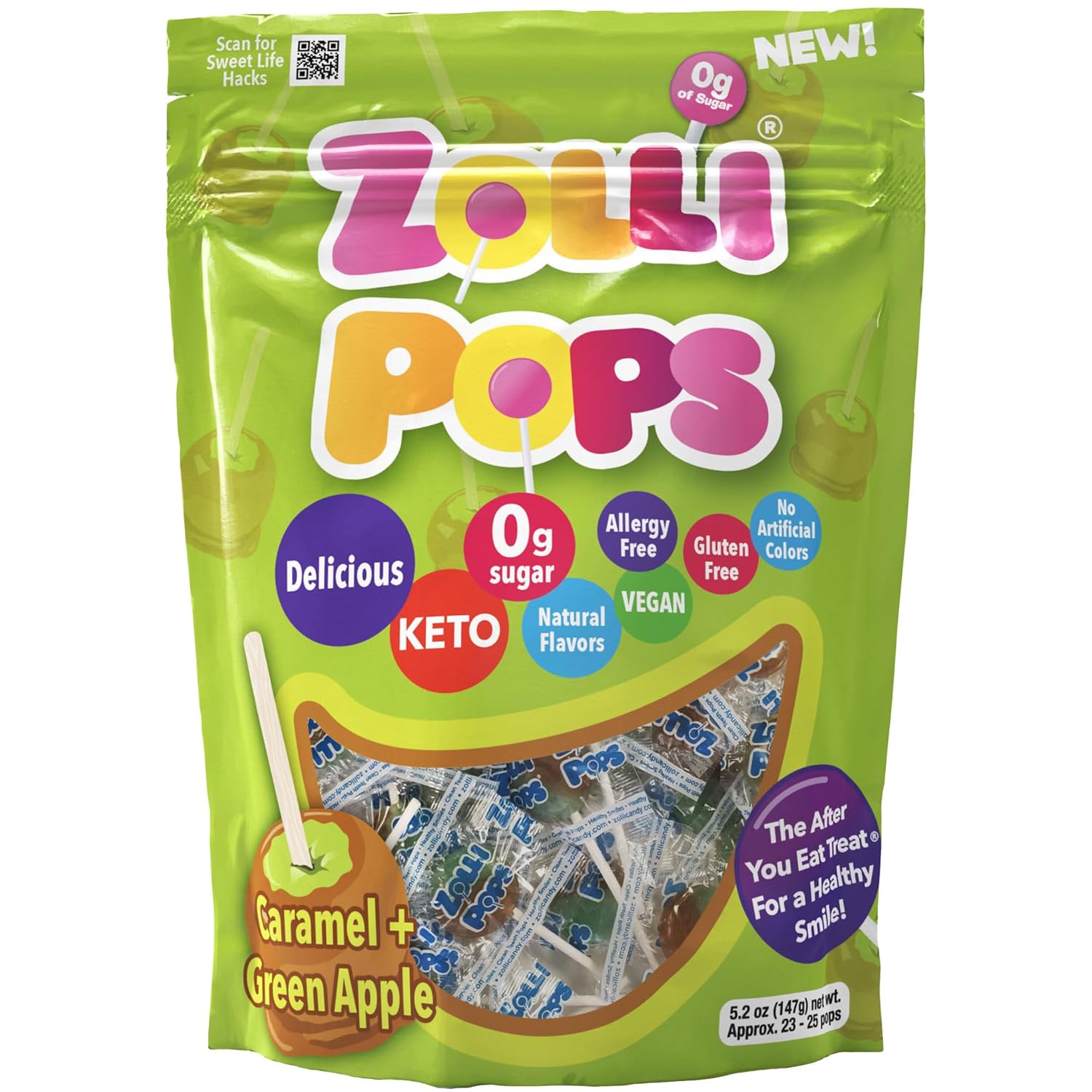 Zollipops Keto and Diabetic Friendly Lollipops – 25-Calorie Sugar-Free Treat for Home Office and On-the-Go Snacking