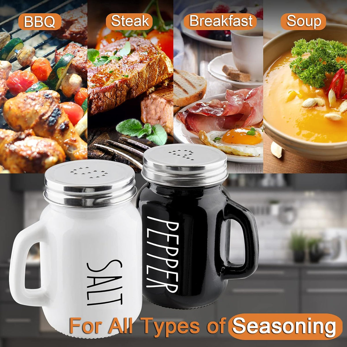 ZOSUJO 4 oz Glass Salt and Pepper Shaker Set – Sleek Kitchen Counterpiece, Less Is More Aesthetic