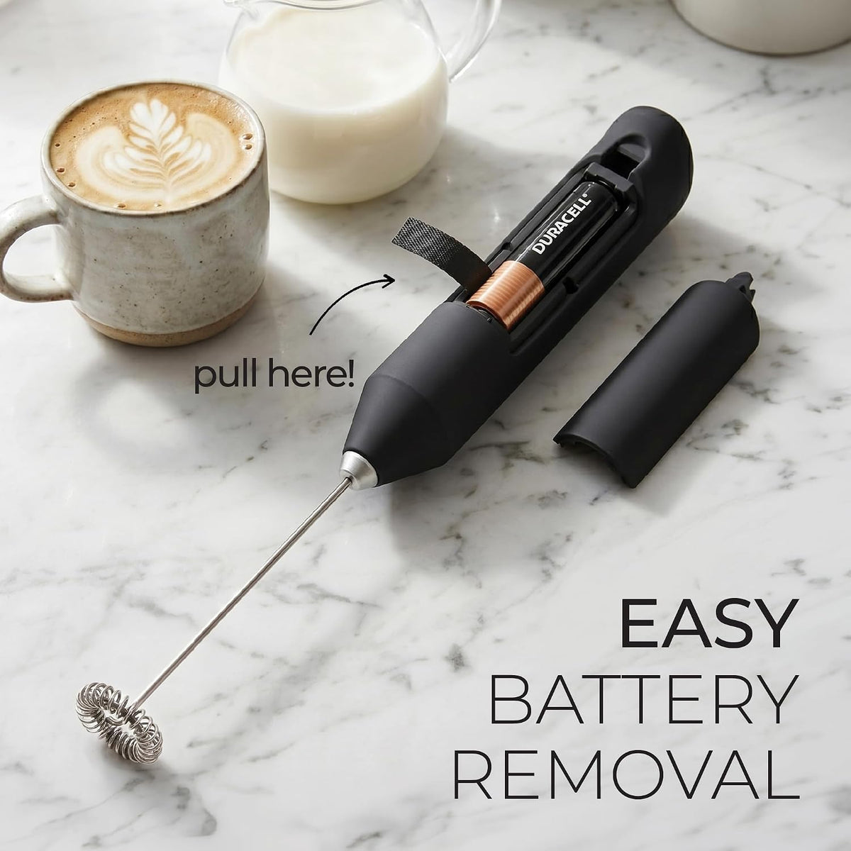Zulay Kitchen Milk Frother Handheld - Effortless Everyday Tool, Streamlined Mini Frother for Lattes Matcha and Shakes